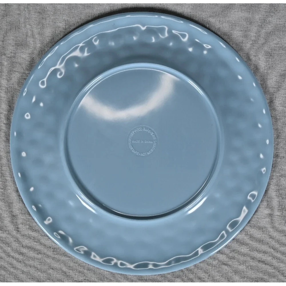 Set of 4 Robert Stanley Dimpled Spring Blue Melamine Dinner Plates 10.75